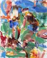 Sebastian Hosu: On Green Floor, 2020, oil on canvas, 210 x 170 cm 


